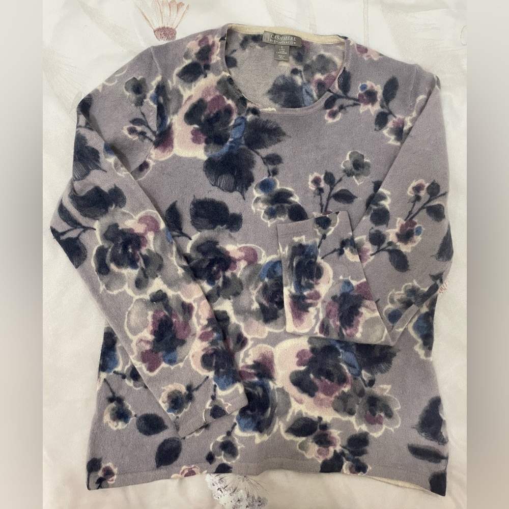 100% Cashmere - Charter Club Floral Sweater - Size L